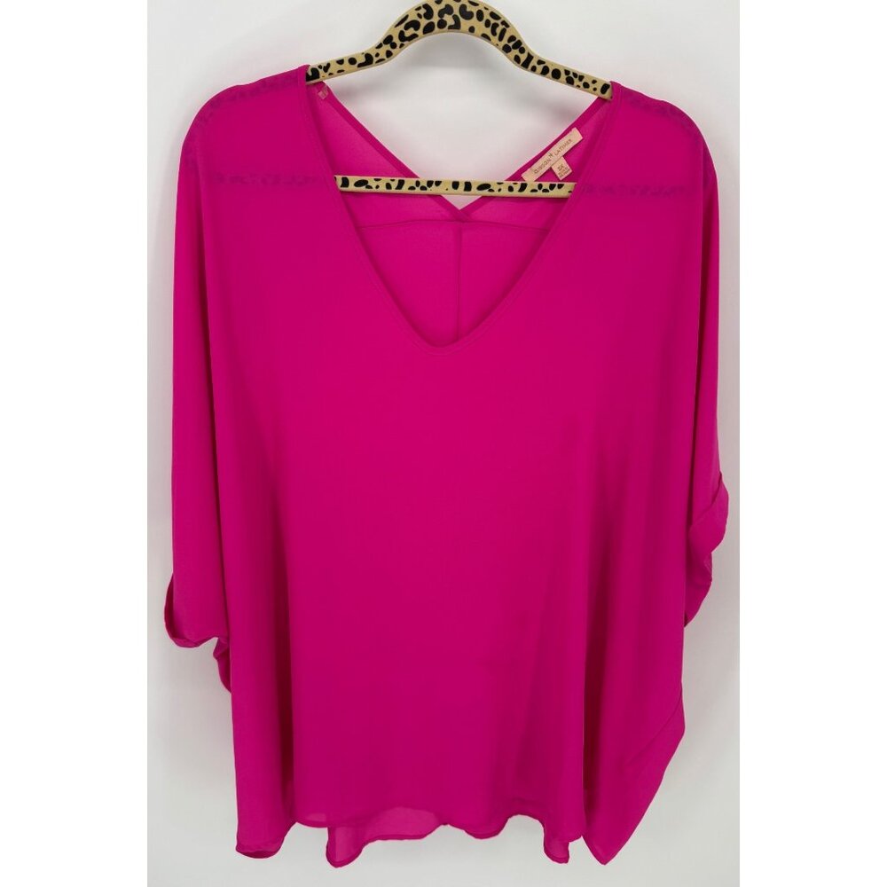 Gibson Latimer Hot Pink  V-Neckline Dolman Sleeves Womens Blouse